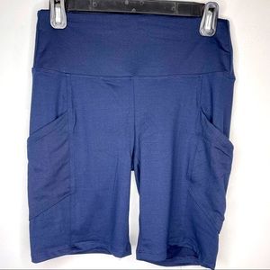 Navy Bike Shorts with Pockets